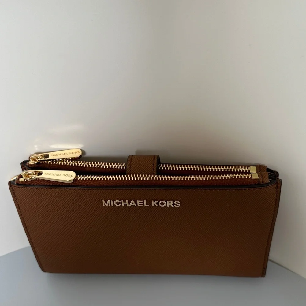 Michael Kors Tan Wallet with Gold Zipper